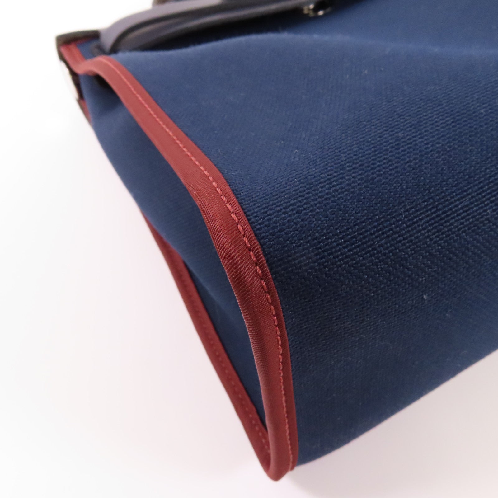 HERMES 帆布Herbag銀扣手挽肩背兩用袋76 Bleu Indigo