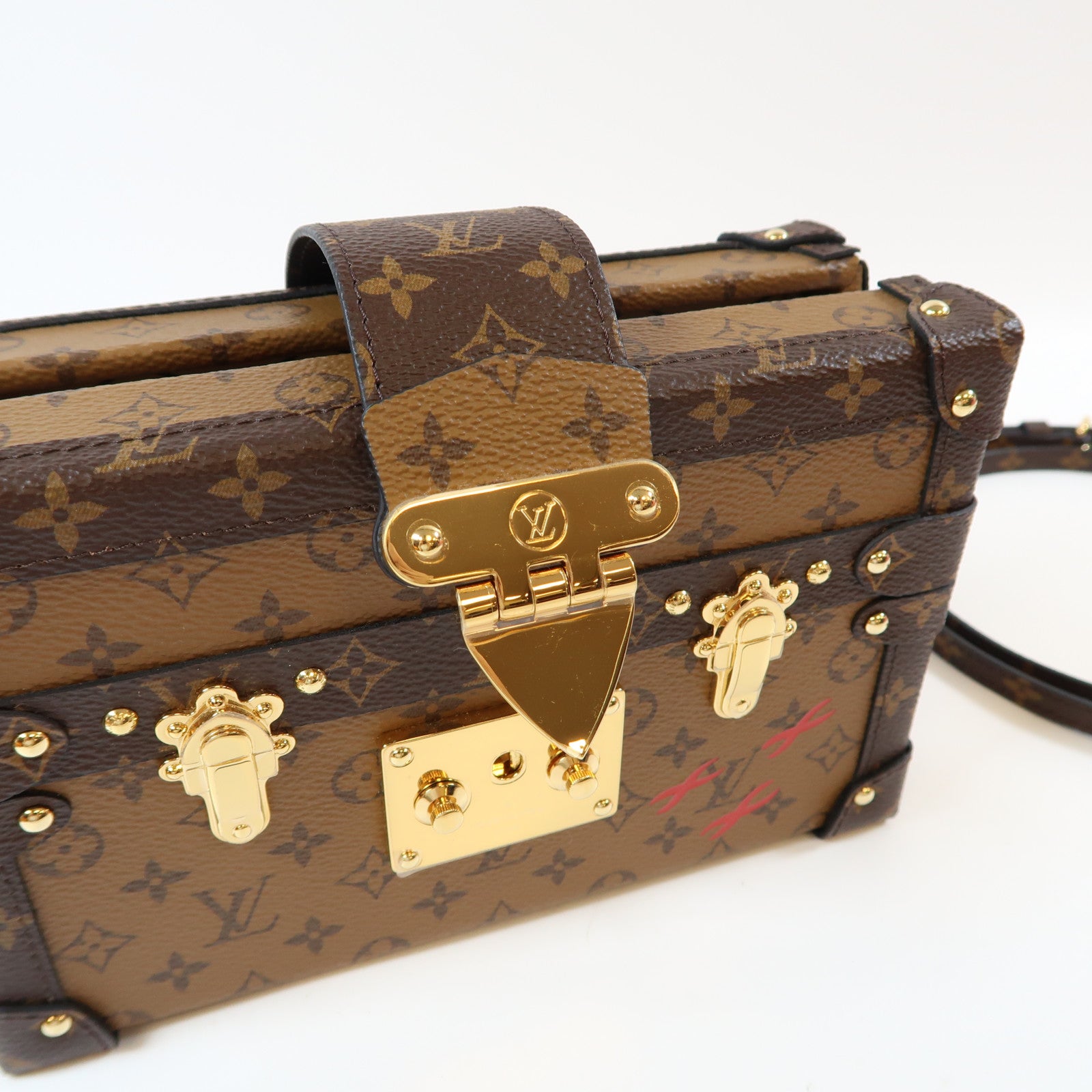 LOUIS VUITTON Monogram Reverse Petite Malle金扣肩背袋啡色