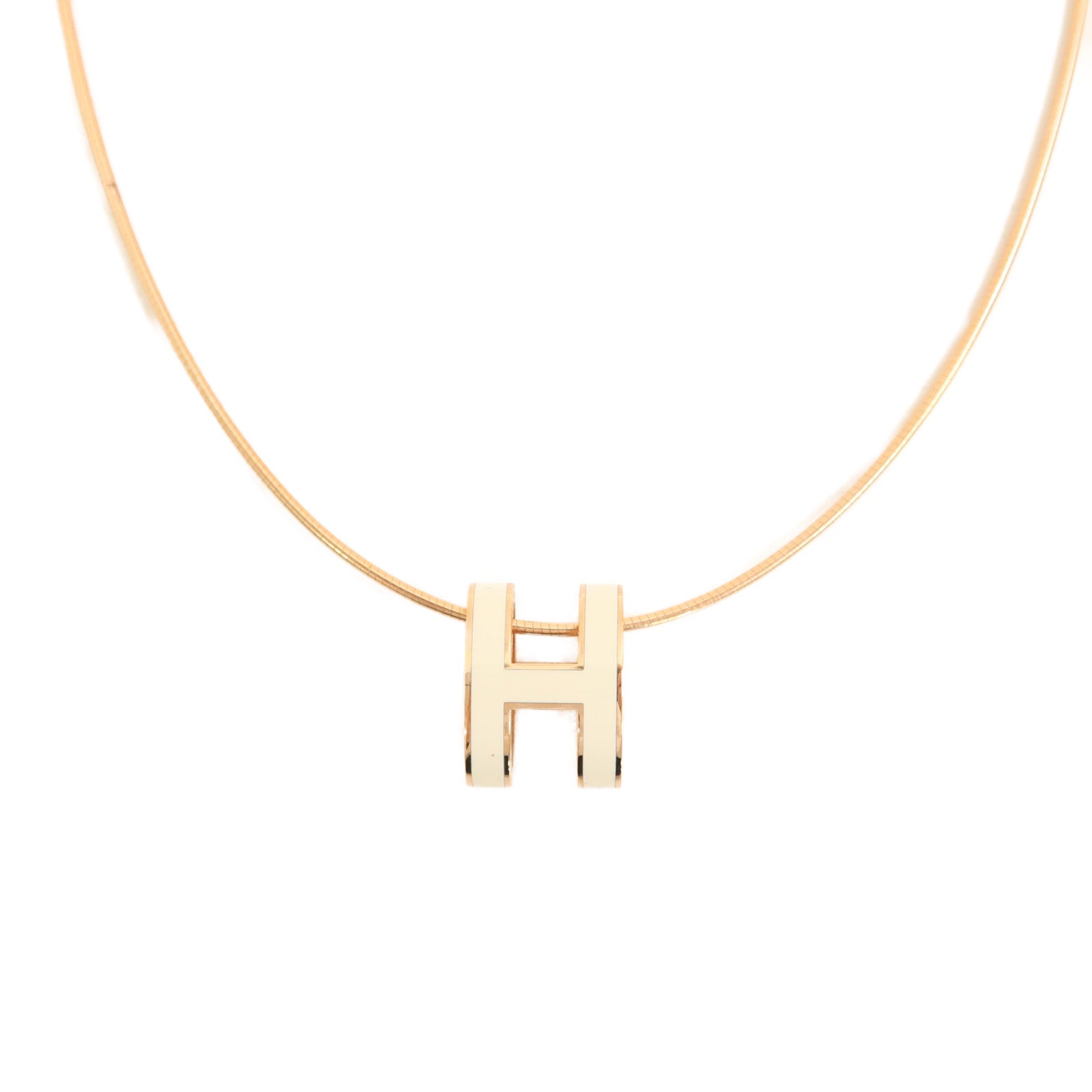 HERMES 金屬Pop H Necklace項鍊白色/金色