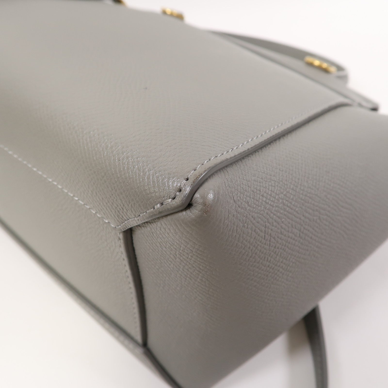 CELINE 牛皮皮革Belt Bag金扣手挽肩背兩用袋灰色