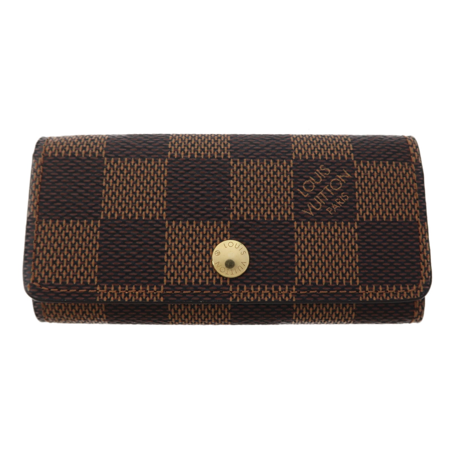 LOUIS VUITTON Damier Key Case金扣鎖匙扣棕色