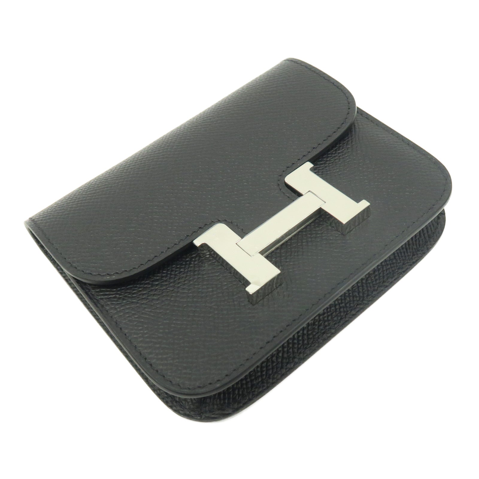 HERMES Veau Epsom皮革Constance Slim銀扣腰包經典黑