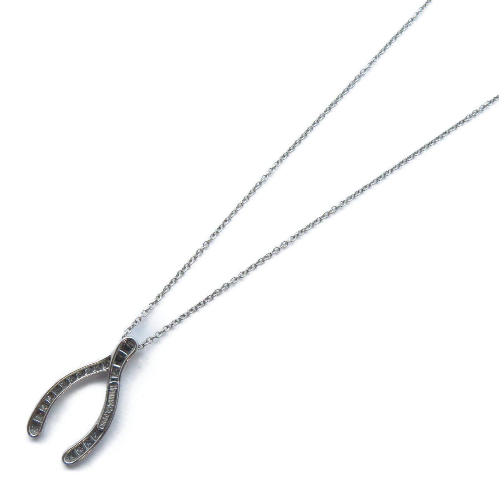 TIFFANY＆CO PT950鉑金Wishbone Diamond Necklace鑽石項鍊