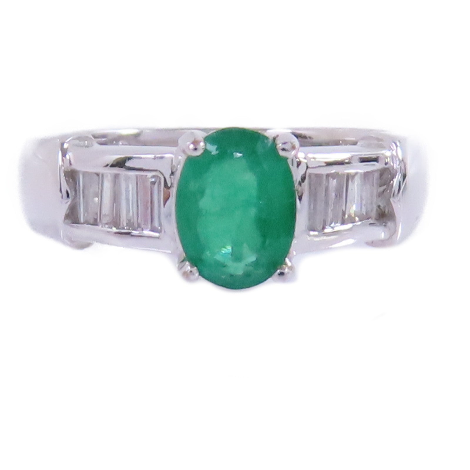 JEWELRY 【激減優惠】18K白金/綠寶石Emerald Ring戒指US#4.75