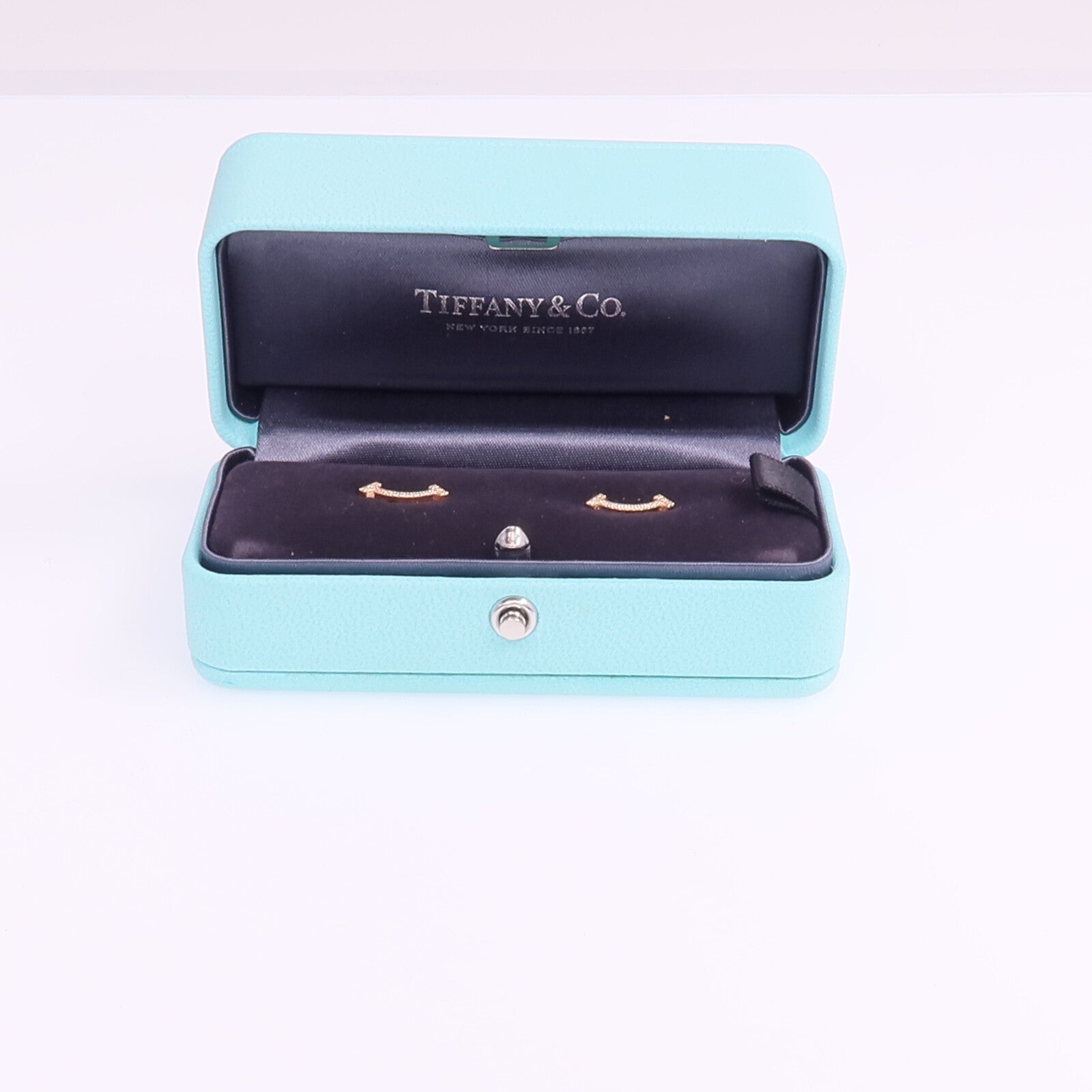 TIFFANY＆CO 18K玫瑰金T Smile Mini Earrings鑽石耳環