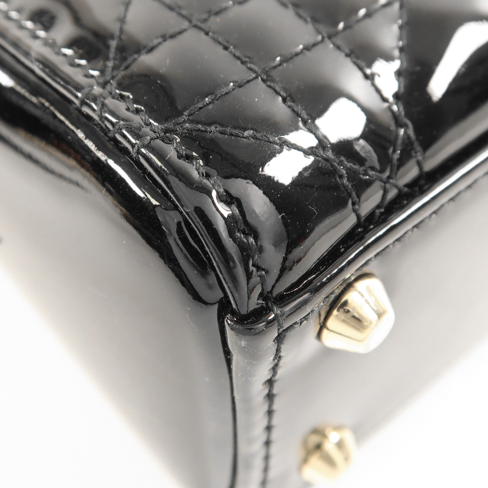 Dior 漆皮皮革Lady Dior金扣手挽肩背兩用袋