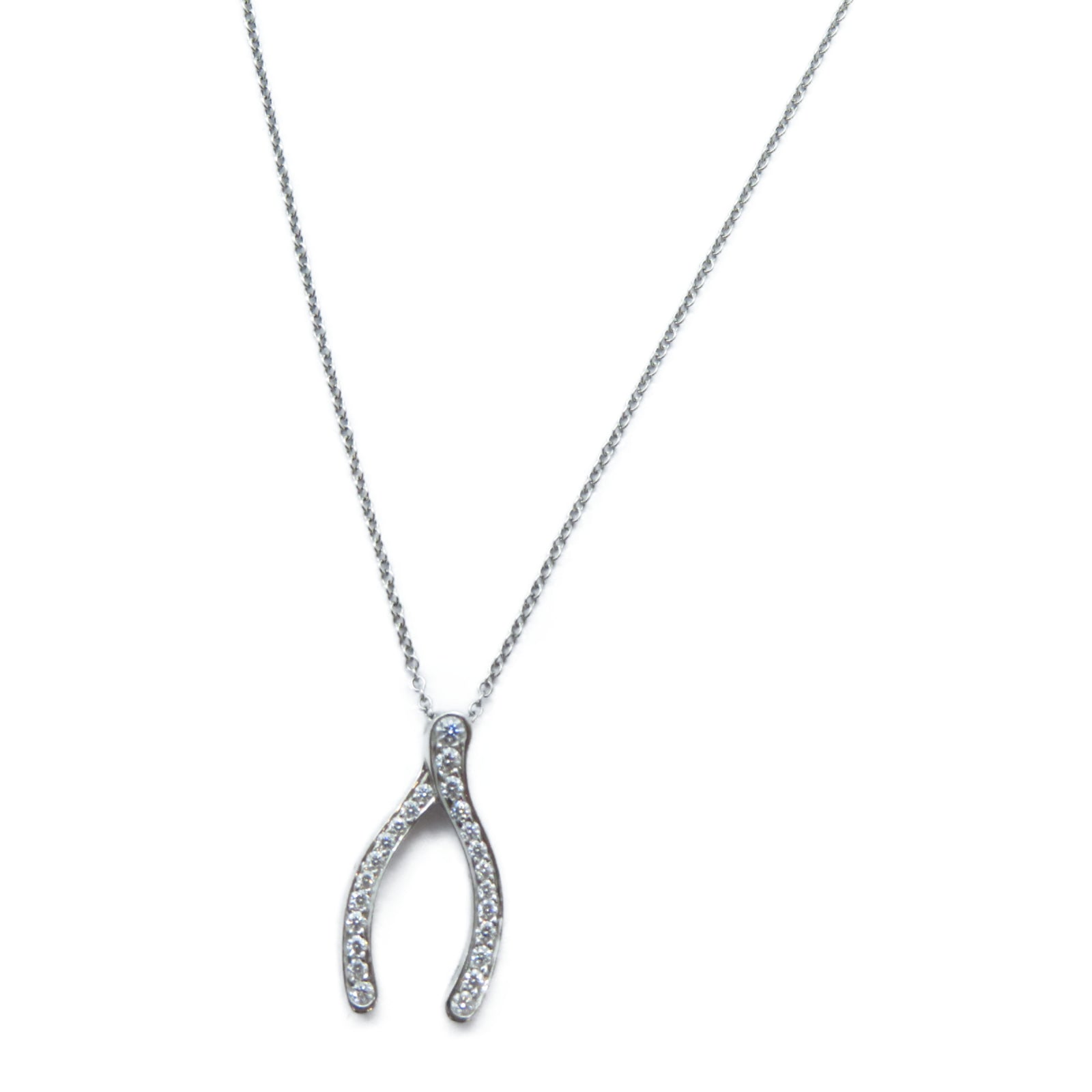 TIFFANY＆CO PT950鉑金Wishbone Diamond Necklace鑽石項鍊