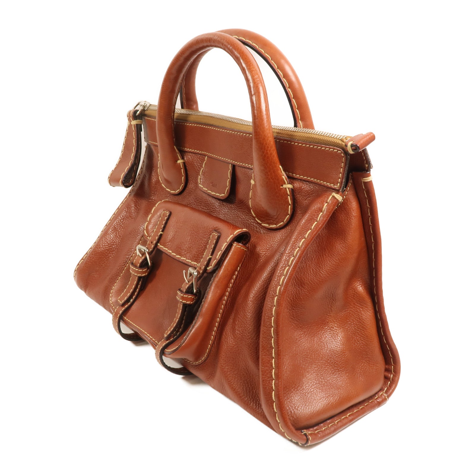 Chloe 牛皮皮革Hand Bag銀扣手挽袋