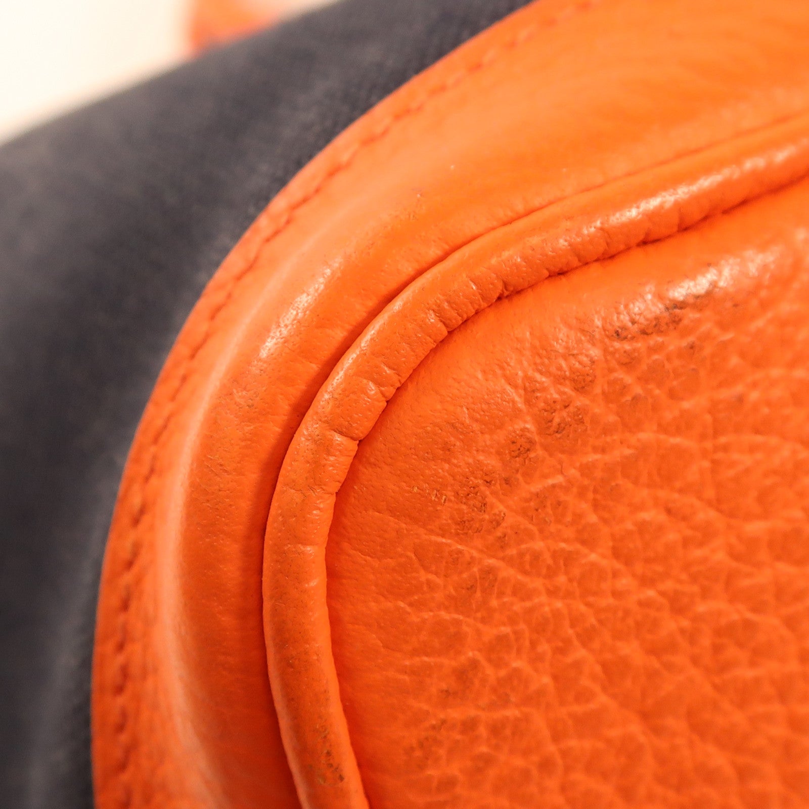 HERMES 帆布Garden Party PM銀扣手挽袋Bleu Marine/Orange Poppy深藍色/橙色