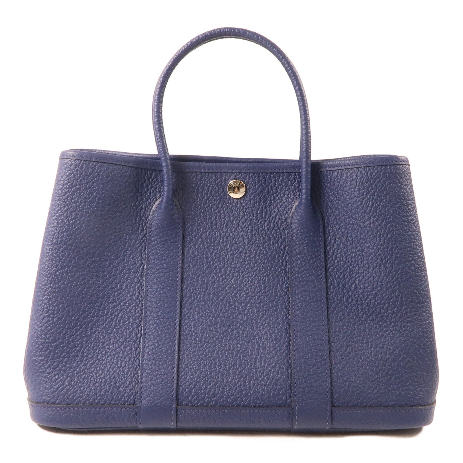 HERMES Negonda皮革Garden Party TPM銀扣手挽袋Blue Saphir/藍色