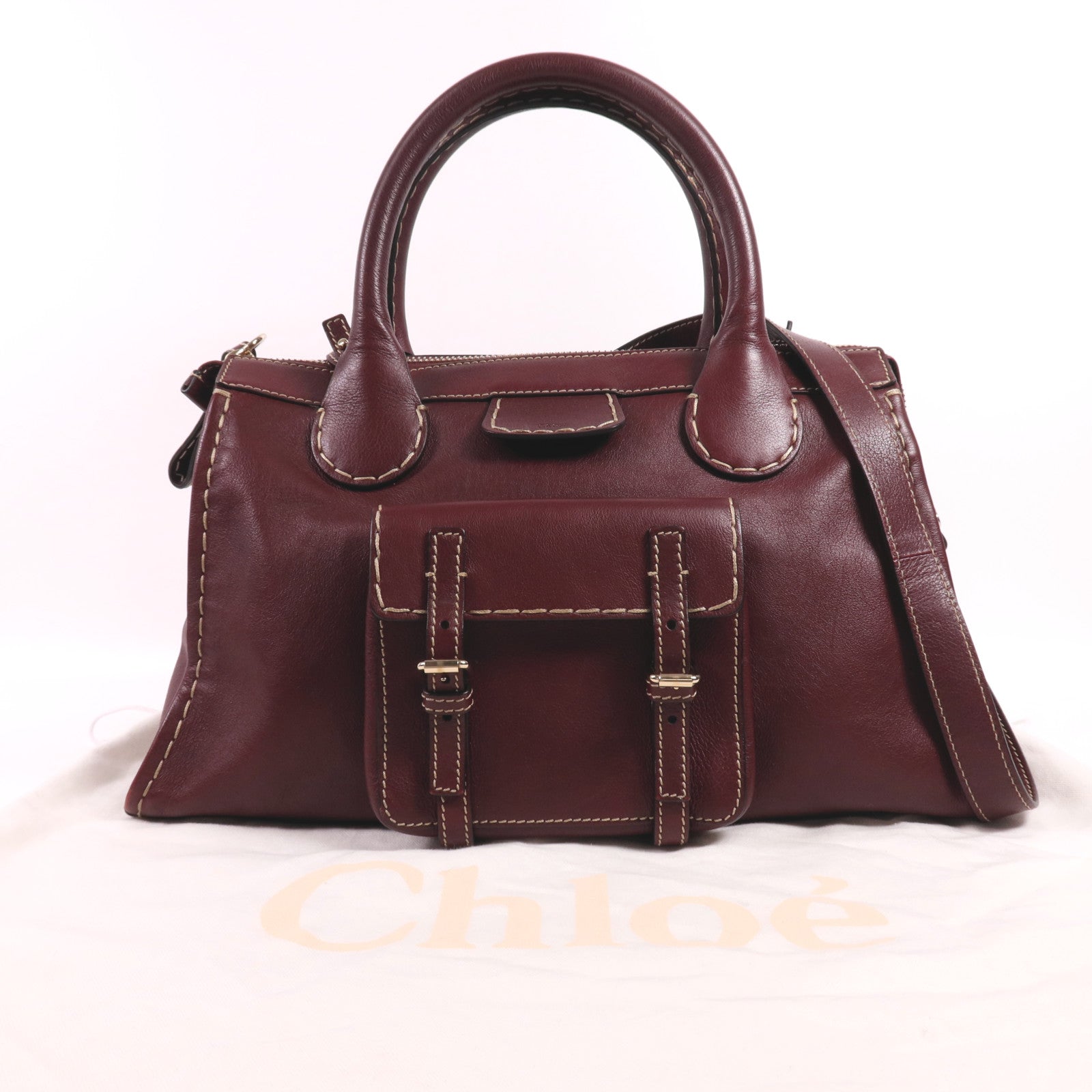 Chloe 牛皮皮革Edith Handle Bag金扣肩背袋