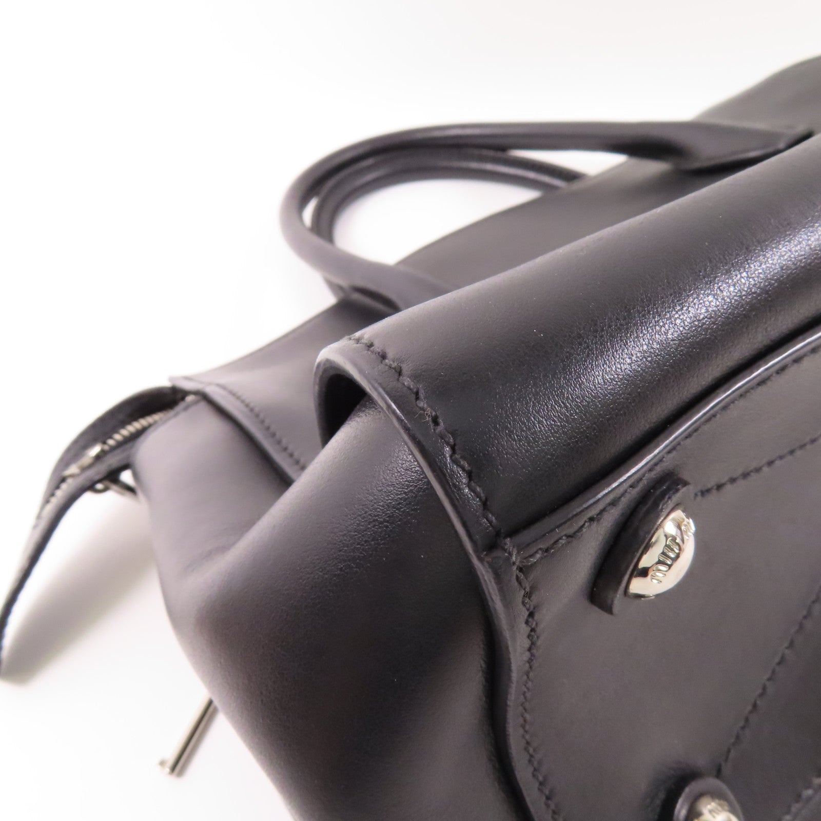 Miu Miu 皮革Hand Bag銀扣手挽肩背兩用袋