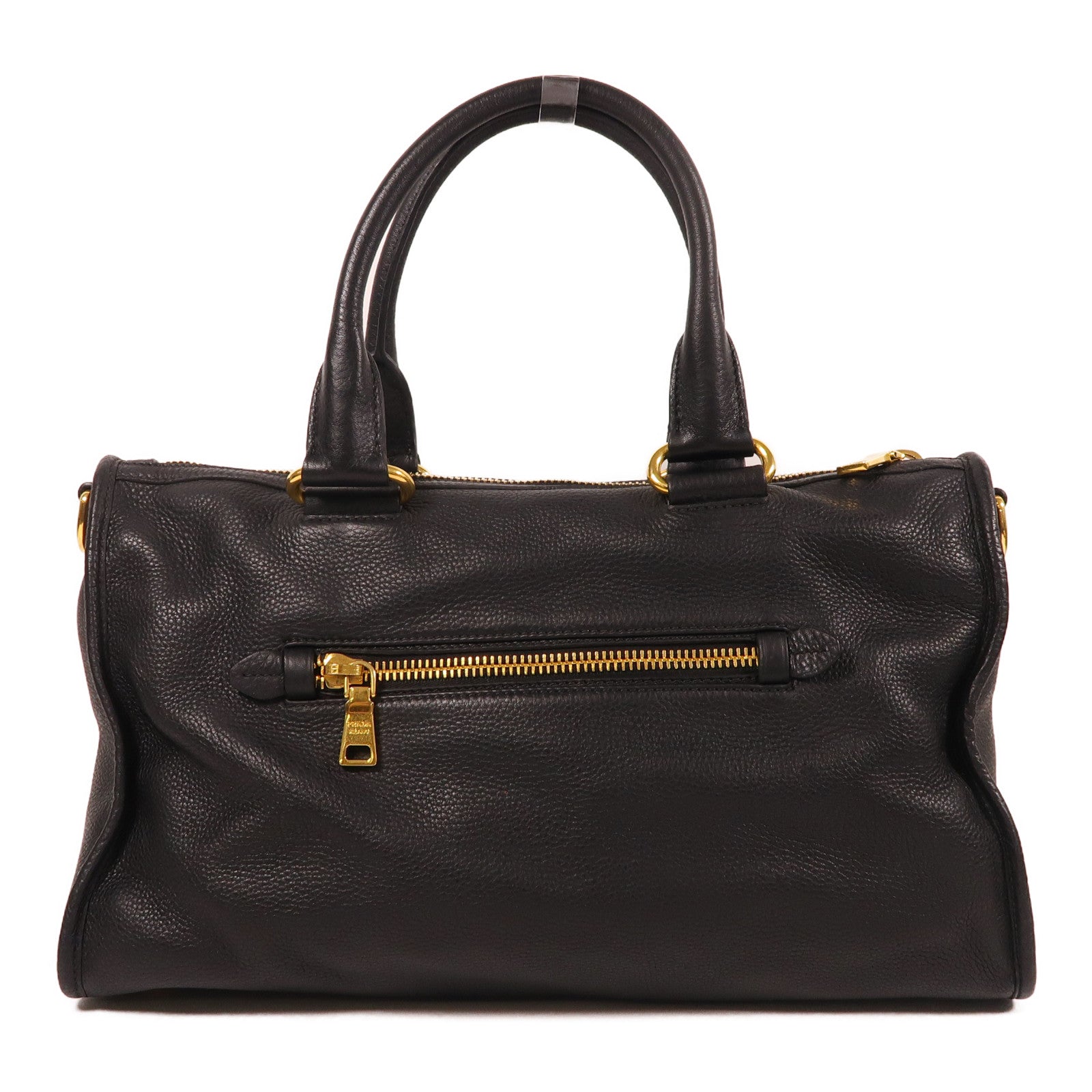 PRADA 牛皮皮革Shoulder Bag金扣手挽肩背兩用袋黑色