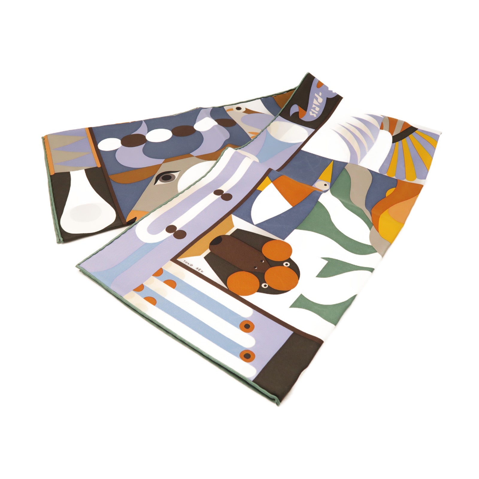HERMES Silk Scarf 90x90 Silk Scarf New Light Wisteria/Caramel