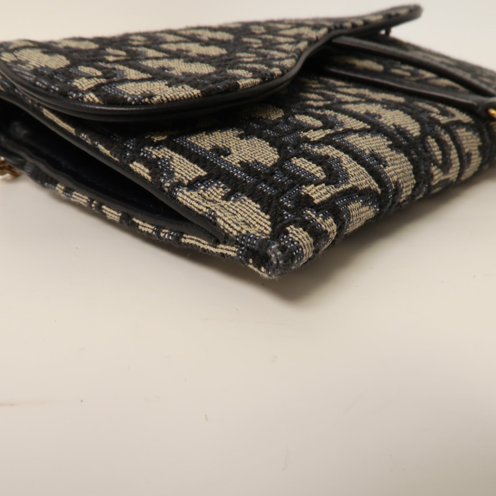 Dior 帆布Shoulder Bag金扣鏈帶肩背袋藍色/米色