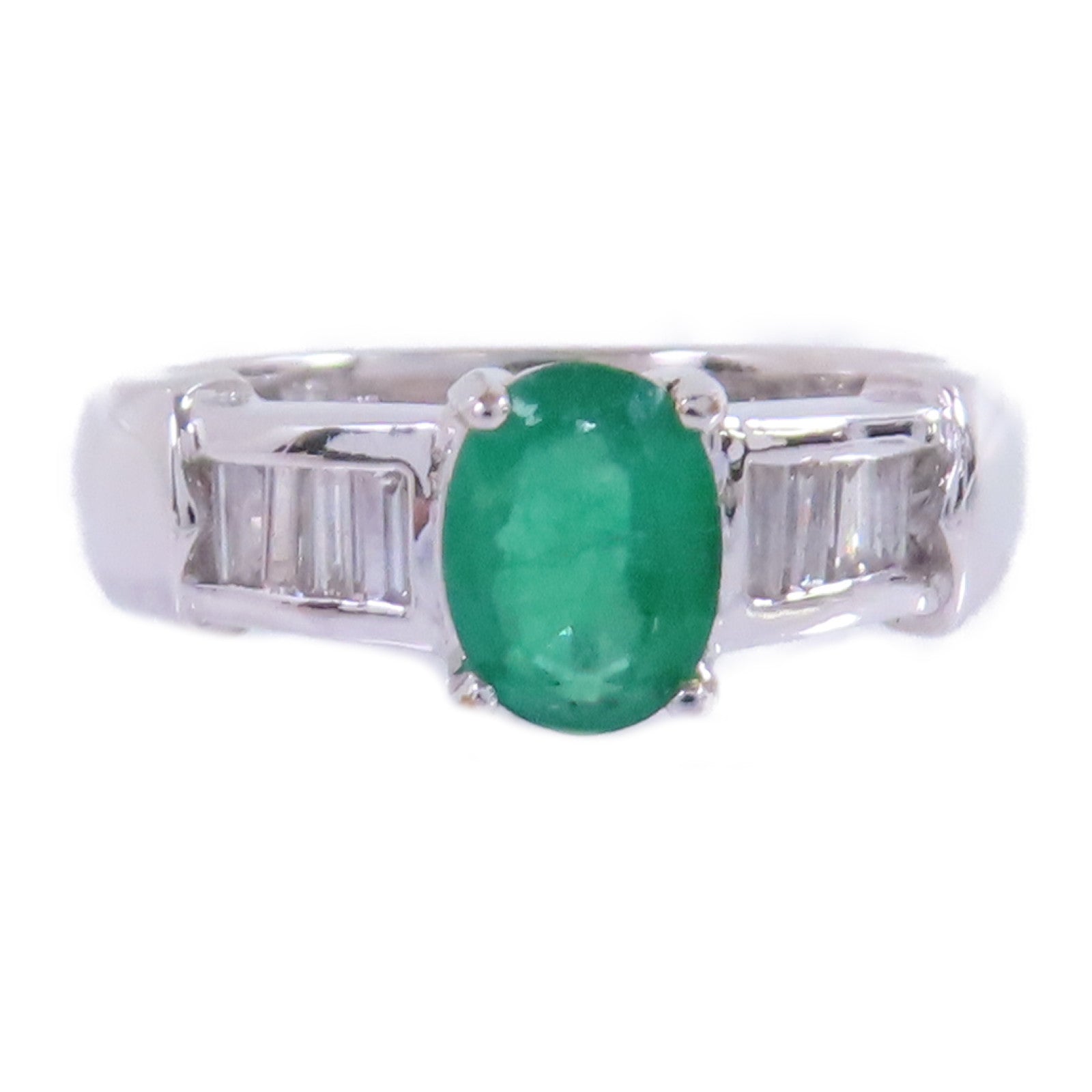 JEWELRY 【激減優惠】18K白金/綠寶石Emerald Ring戒指US#4.75