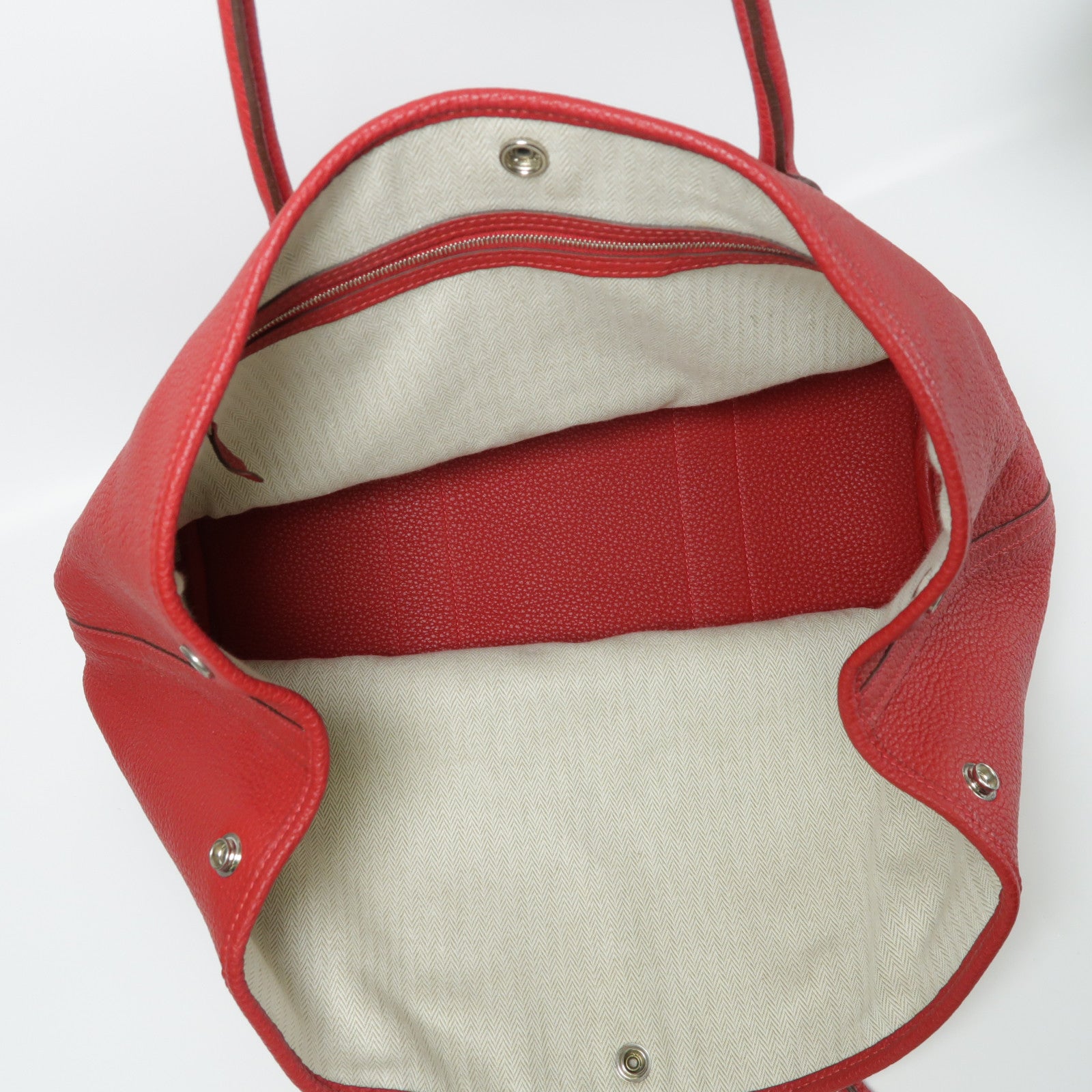 HERMES Negonda皮革Garden Party PM銀扣手挽袋Rouge Piment