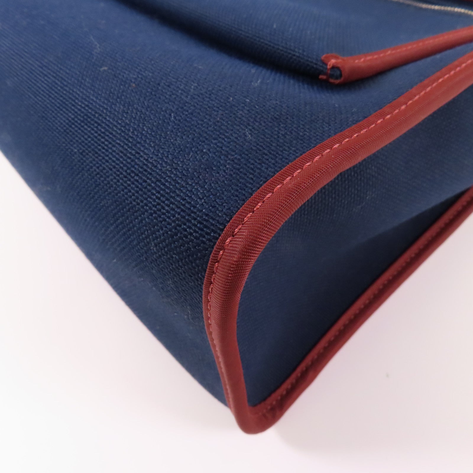 HERMES 帆布Herbag銀扣手挽肩背兩用袋76 Bleu Indigo