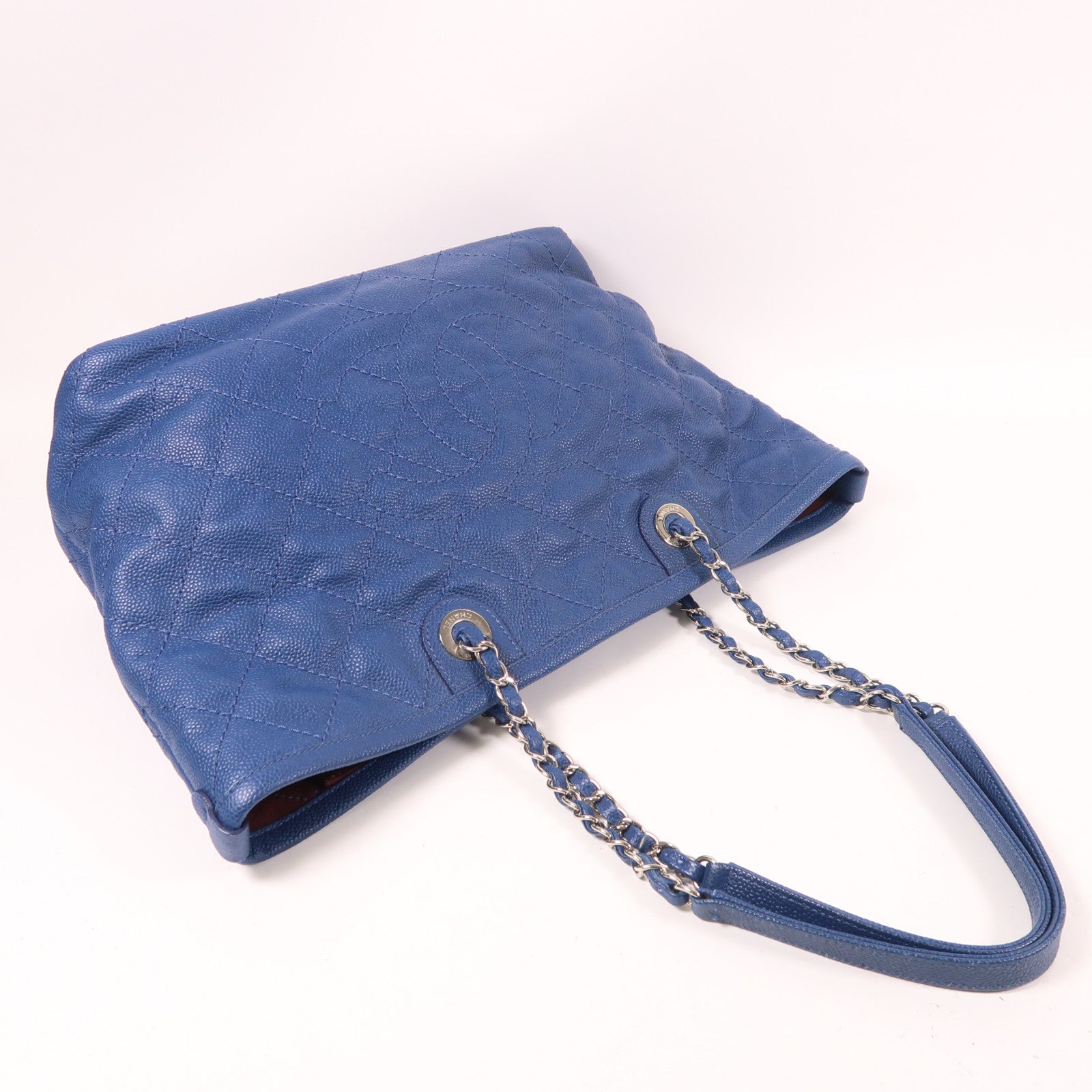 CHANEL 【激減優惠】牛皮皮革Tote Bag銀扣鏈帶肩背袋