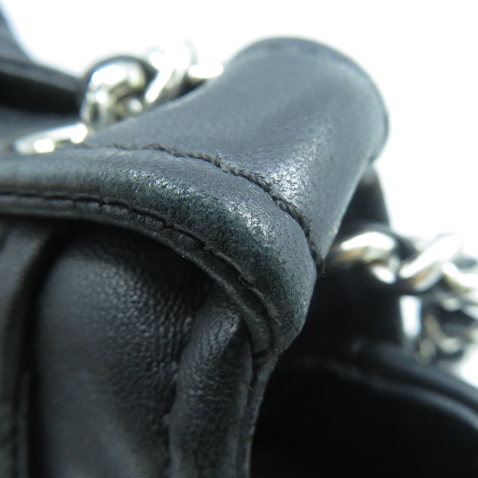 MOSCHINO 牛皮皮革Chain Shoulder銀扣鏈帶肩背袋黑色