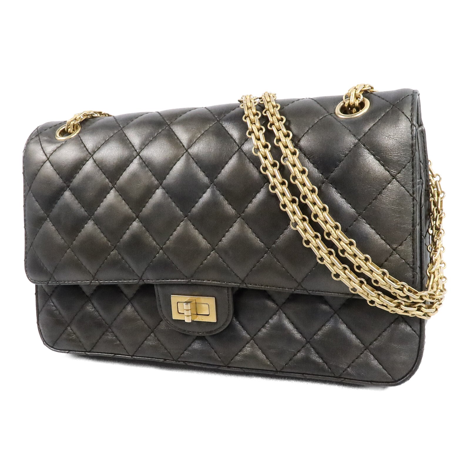 CHANEL 牛皮皮革2.55 Large鏈帶肩背袋
