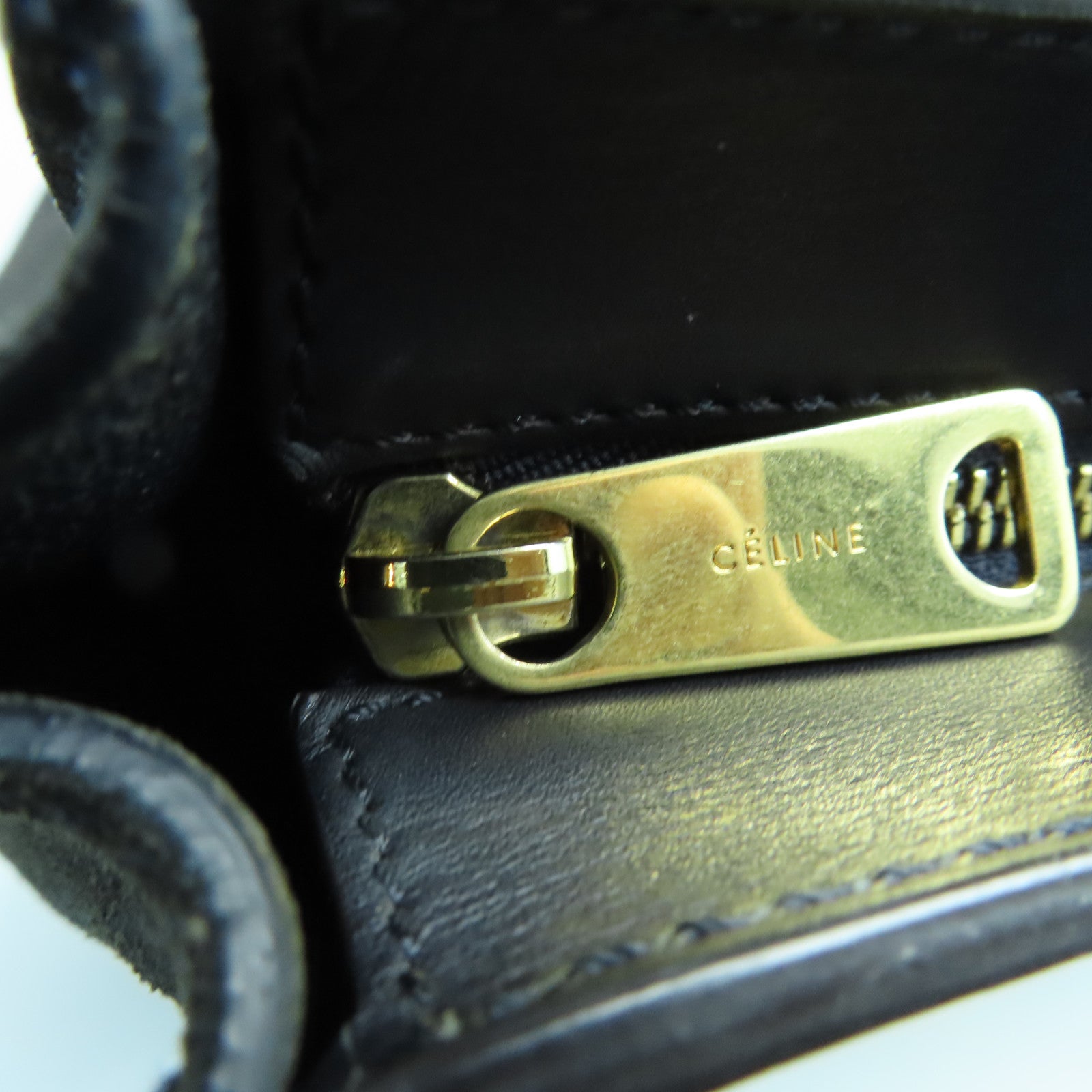CELINE 牛皮皮革Trapeze金扣手挽肩背两用袋黑色/灰色