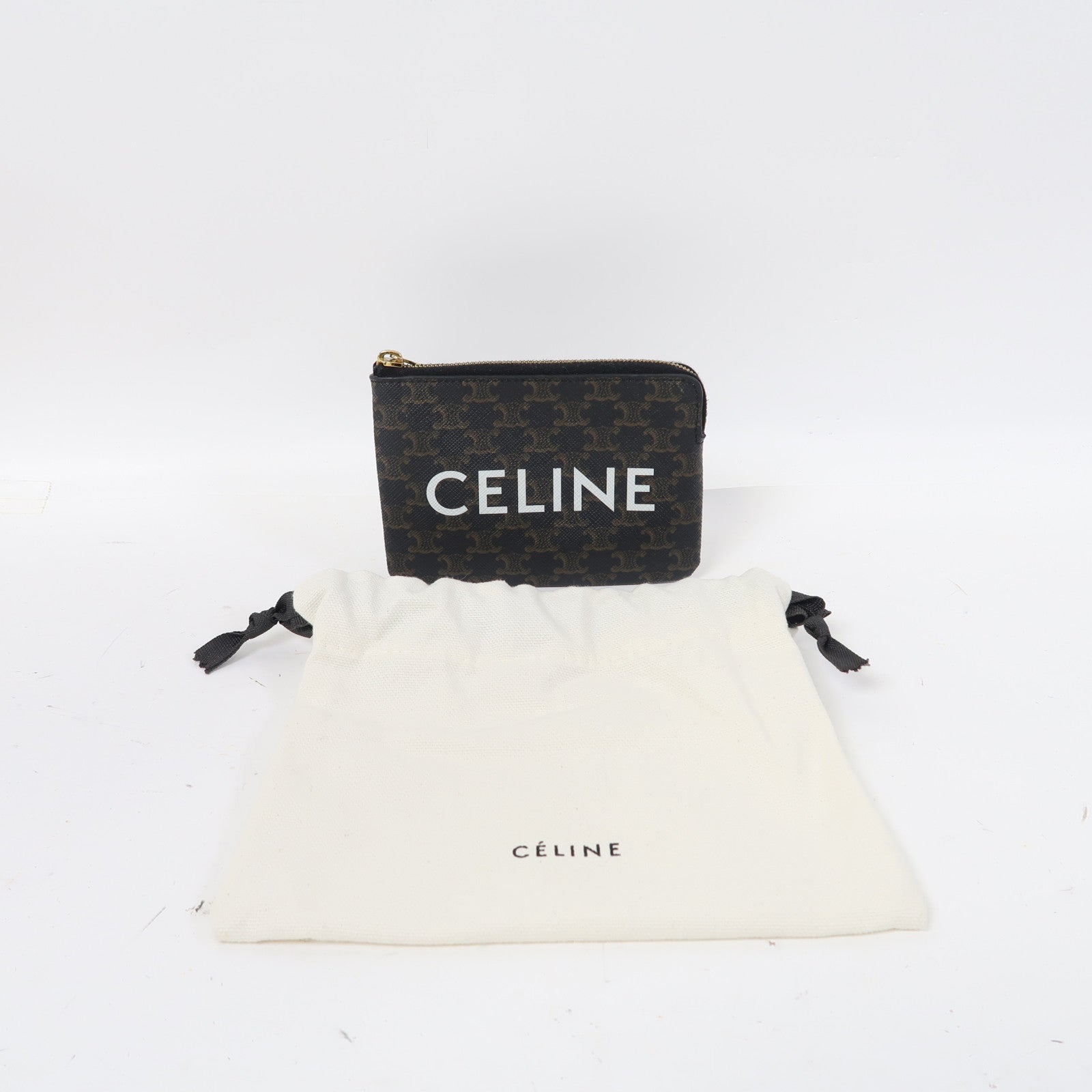 CELINE 塗層帆布Coin Purse金扣零錢包啡色