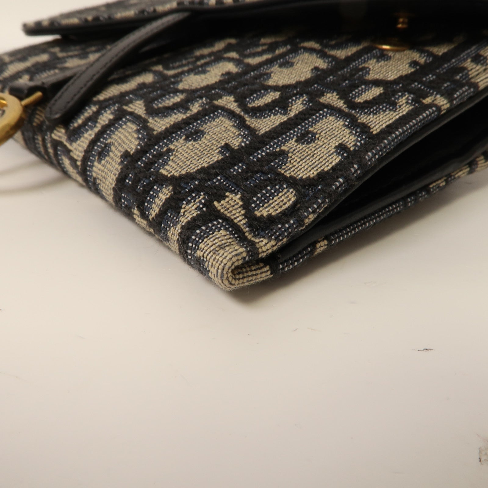 Dior 帆布Shoulder Bag金扣鏈帶肩背袋藍色/米色