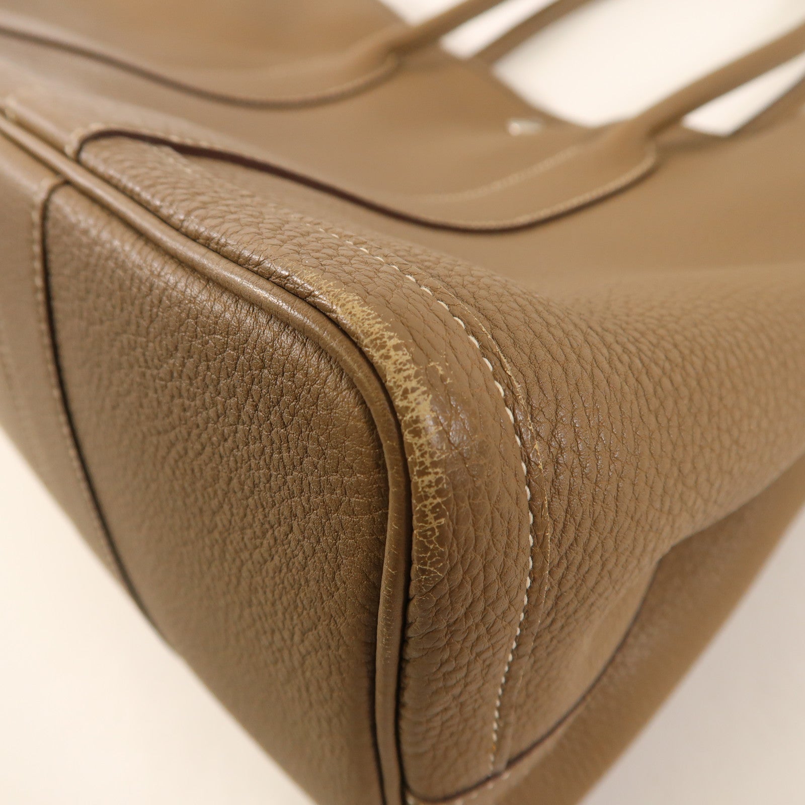 HERMES Negonda皮革Garden Party PM銀扣手挽袋Etoupe