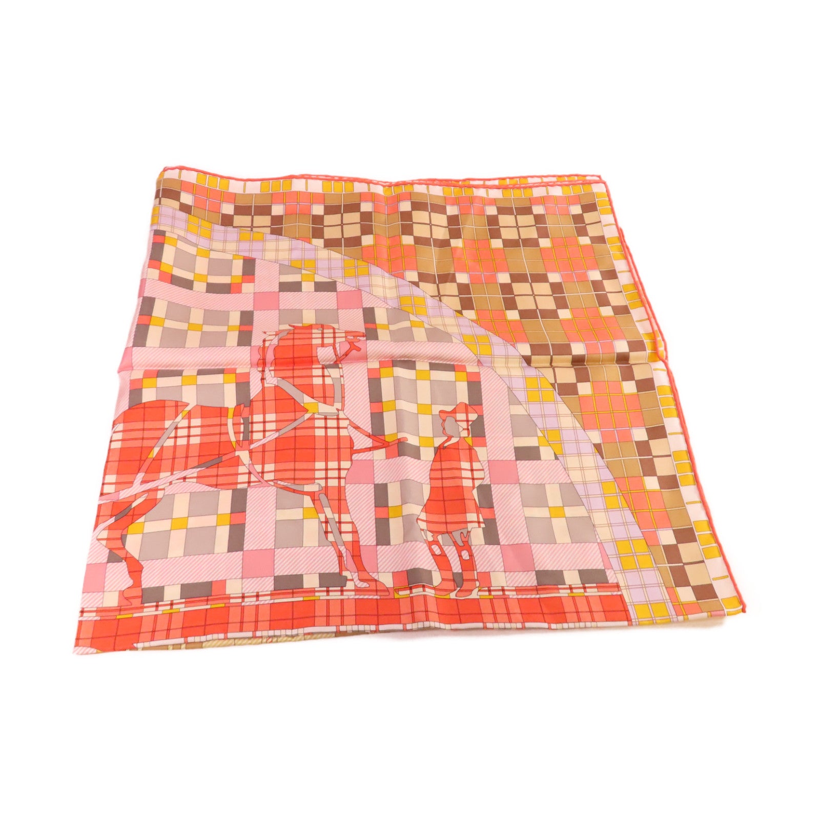 HERMES 絲質90x90 Scarf絲巾黃色/橙色/彩色