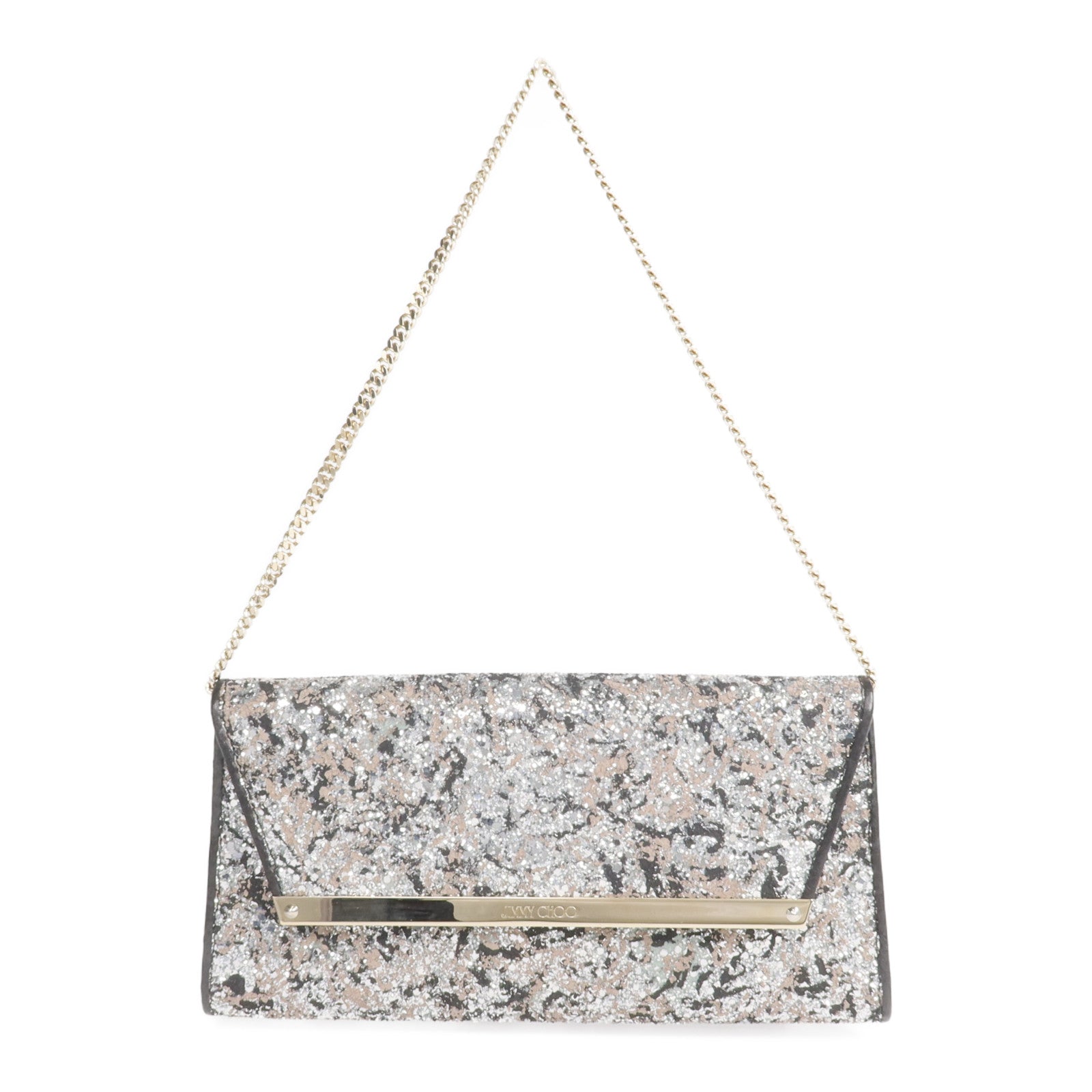 JIMMY CHOO 牛皮皮革Shoulder Bag金扣鏈帶肩背袋