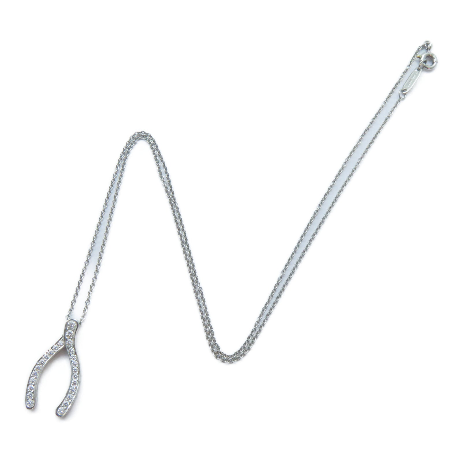 TIFFANY＆CO PT950鉑金Wishbone Diamond Necklace鑽石項鍊