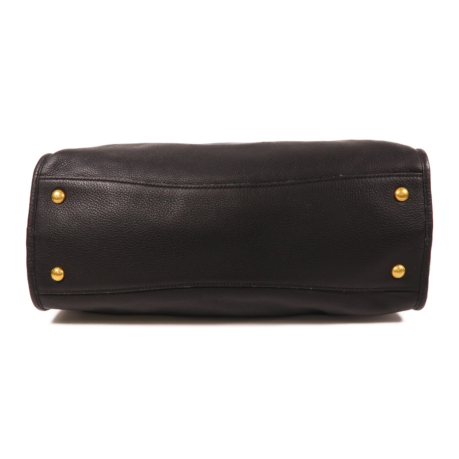 PRADA 牛皮皮革Shoulder Bag金扣手挽肩背兩用袋黑色