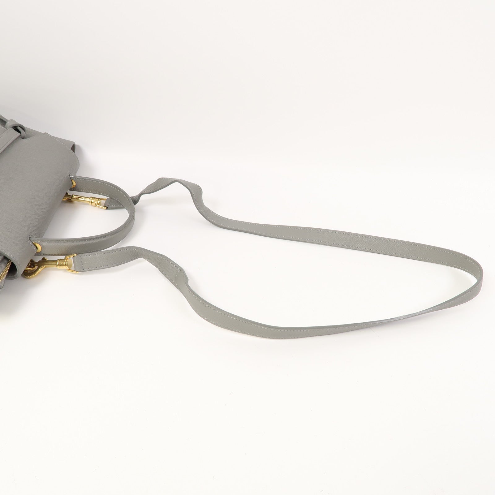 CELINE 牛皮皮革Belt Bag金扣手挽肩背兩用袋灰色