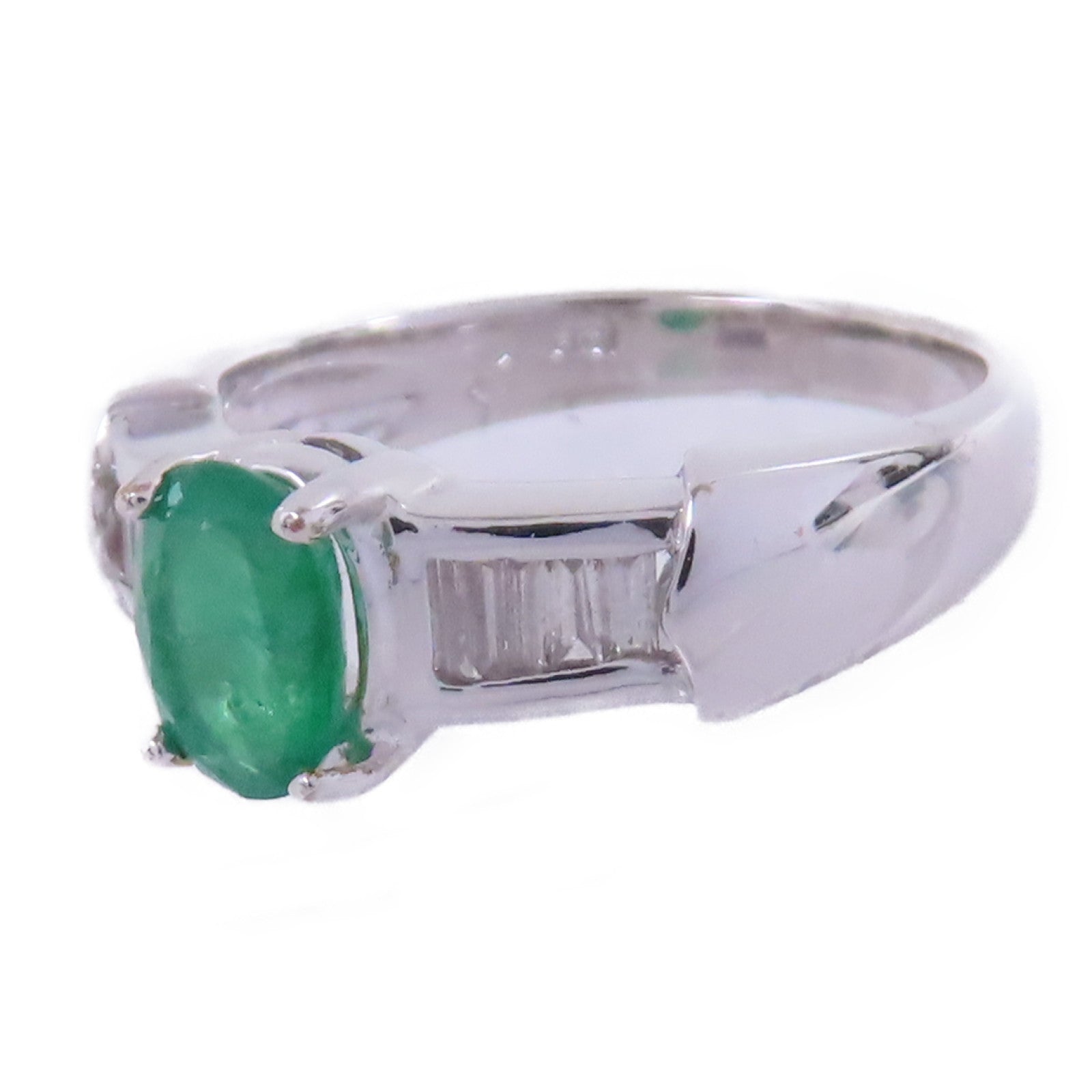 JEWELRY 【激減優惠】18K白金/綠寶石Emerald Ring戒指US#4.75