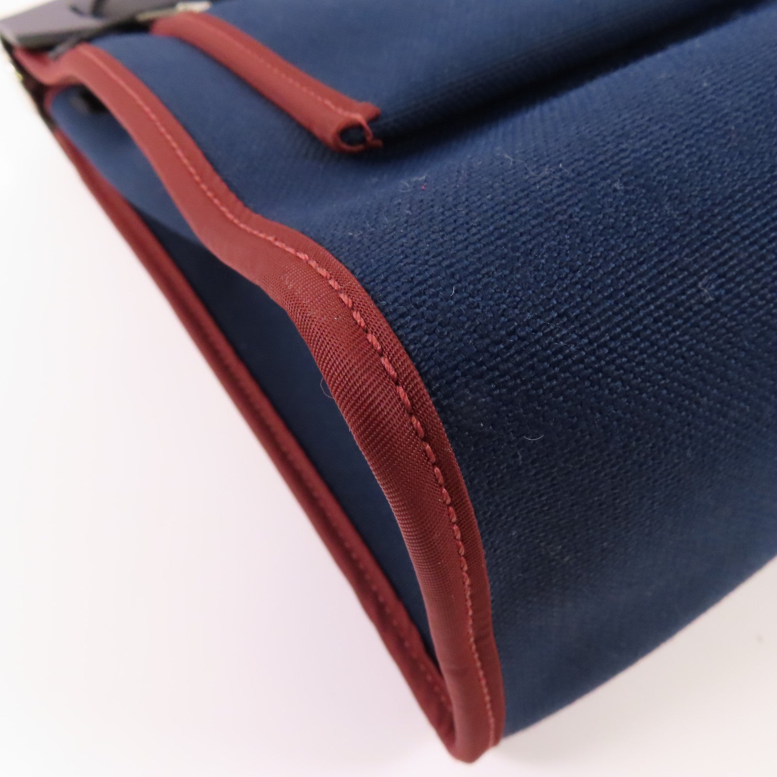 HERMES 帆布Herbag銀扣手挽肩背兩用袋76 Bleu Indigo