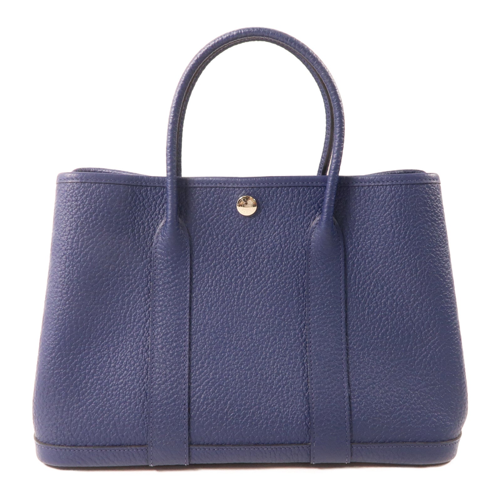 HERMES Negonda皮革Garden Party TPM銀扣手挽袋Blue Saphir/藍色