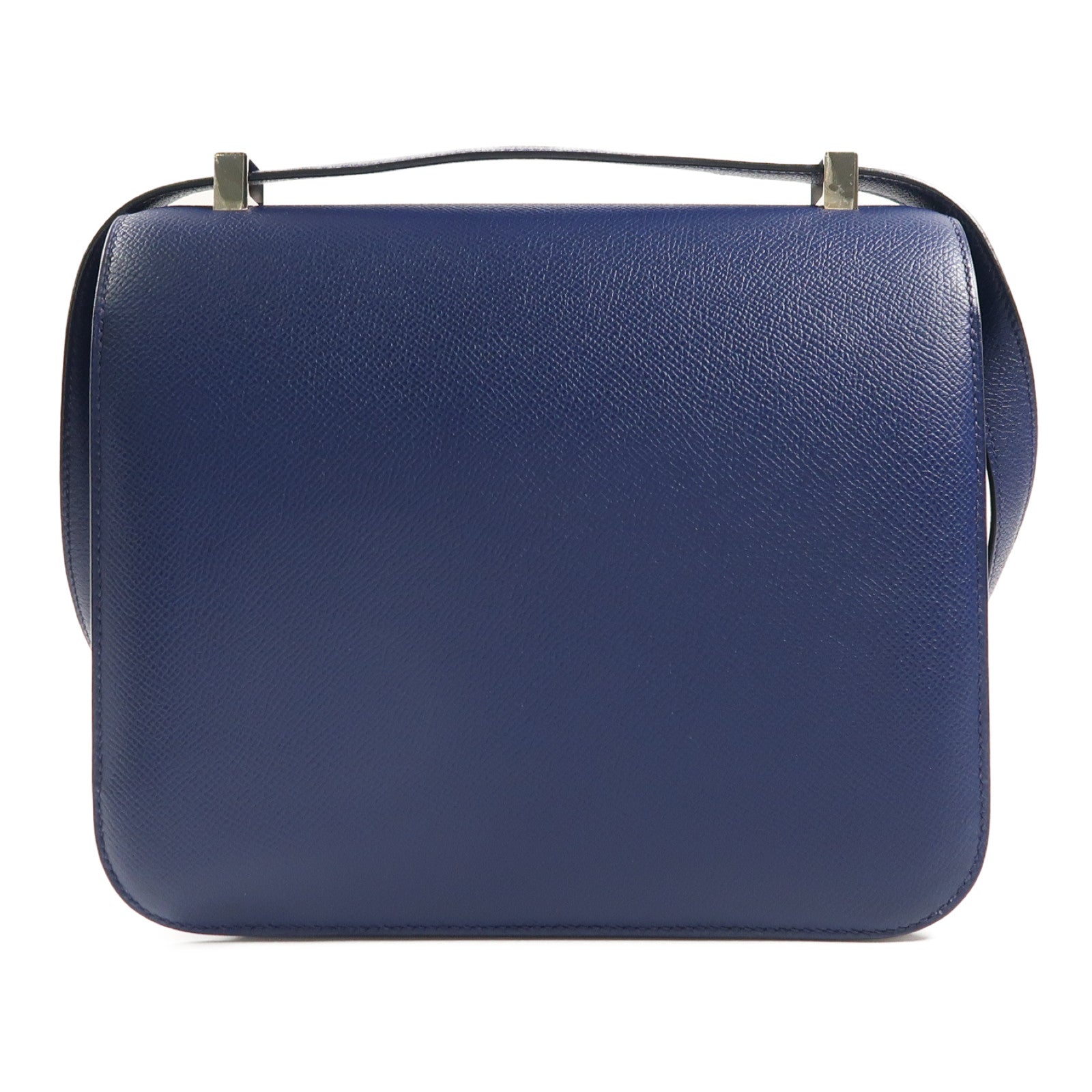 HERMES Epsom皮革Constance 24銀扣肩背袋Bleu Saphir藍色