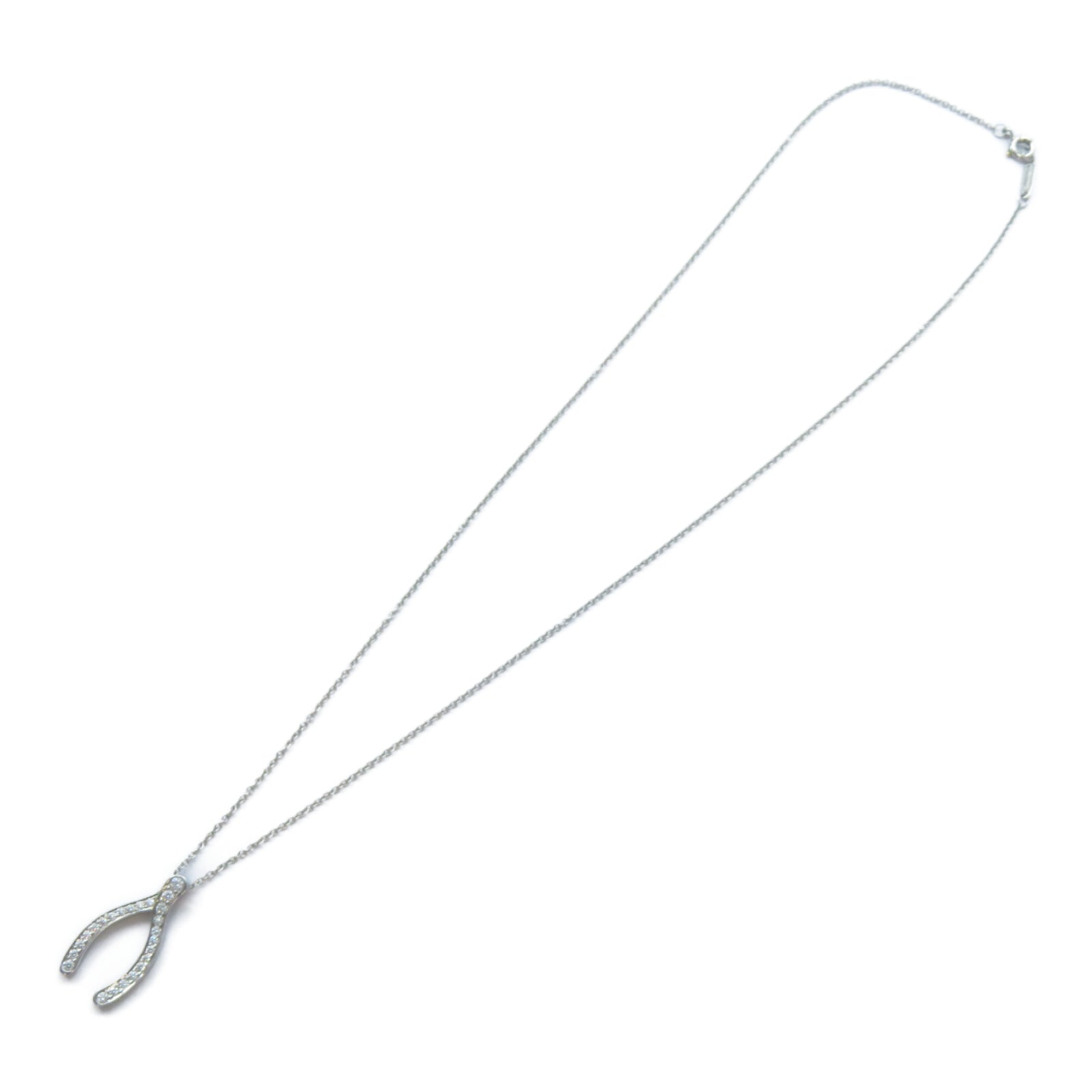 TIFFANY＆CO PT950鉑金Wishbone Diamond Necklace鑽石項鍊