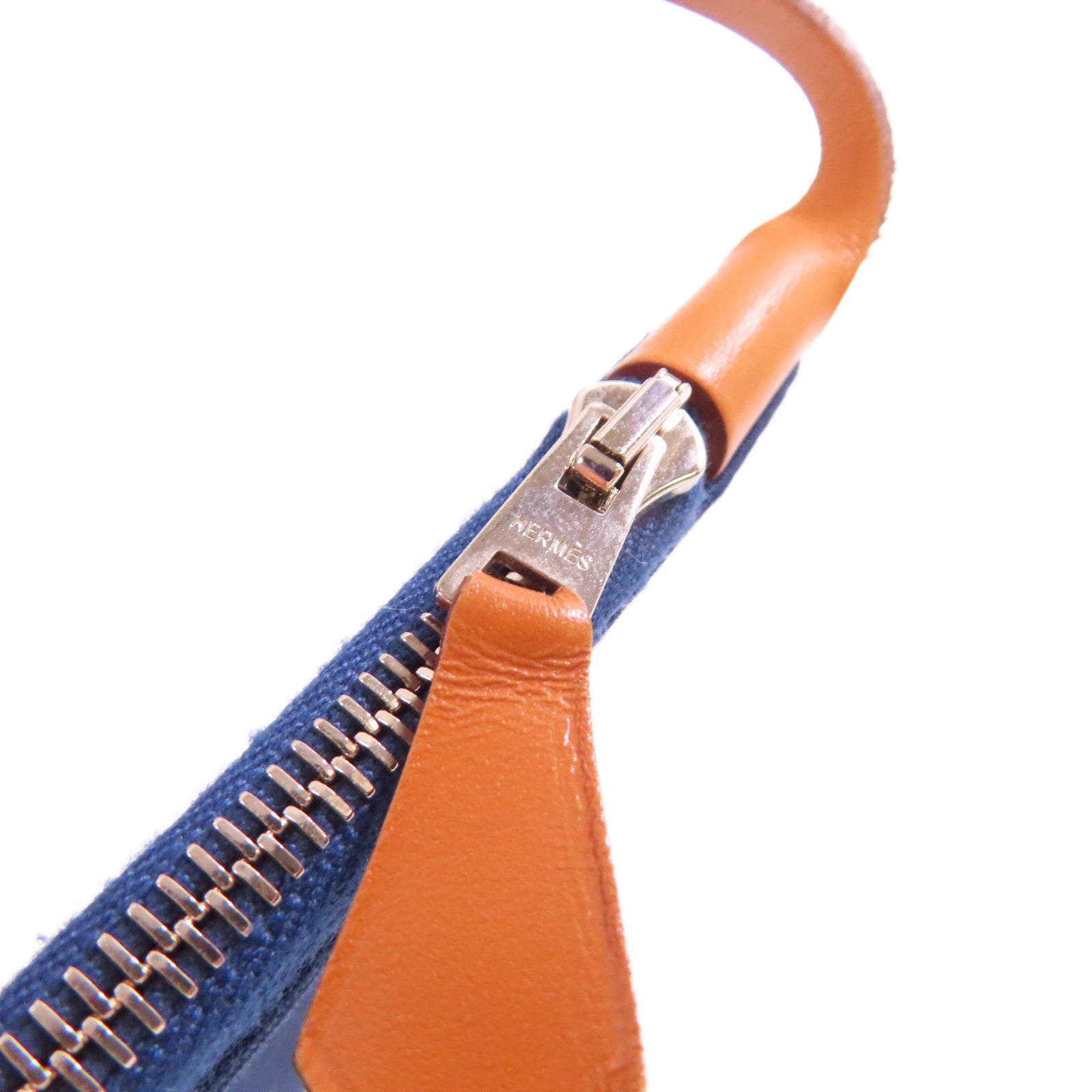 HERMES 帆布Herbag PM 2Way Shoulder Bag銀扣手挽肩背兩用袋馬爾他藍色/啡色