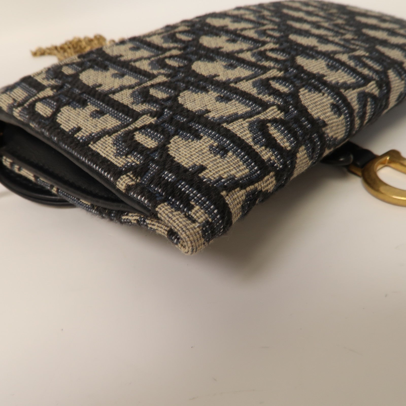 Dior 帆布Shoulder Bag金扣鏈帶肩背袋藍色/米色