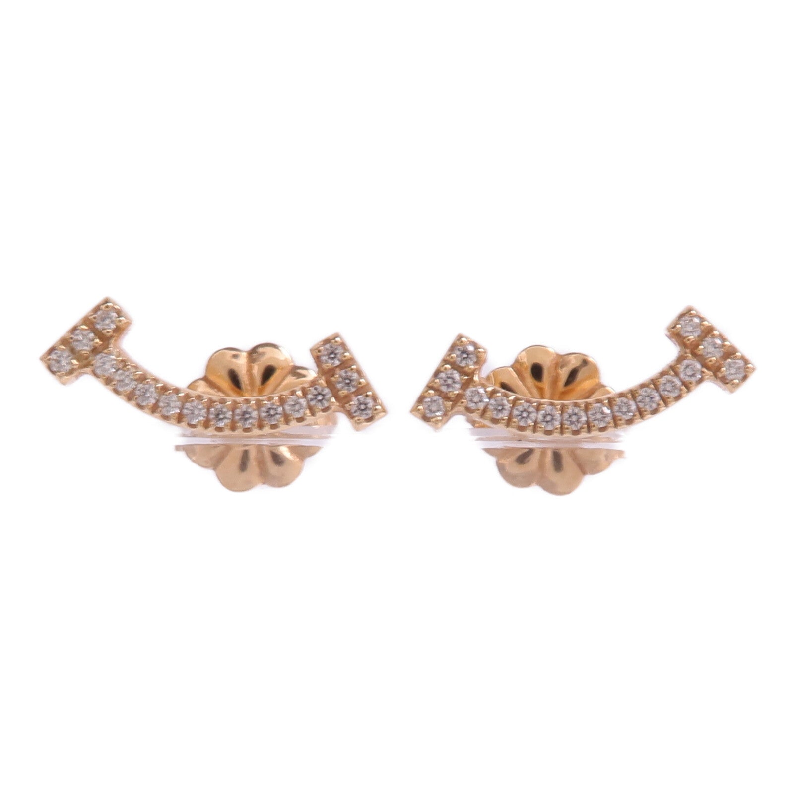 TIFFANY＆CO 18K玫瑰金T Smile Mini Earrings鑽石耳環