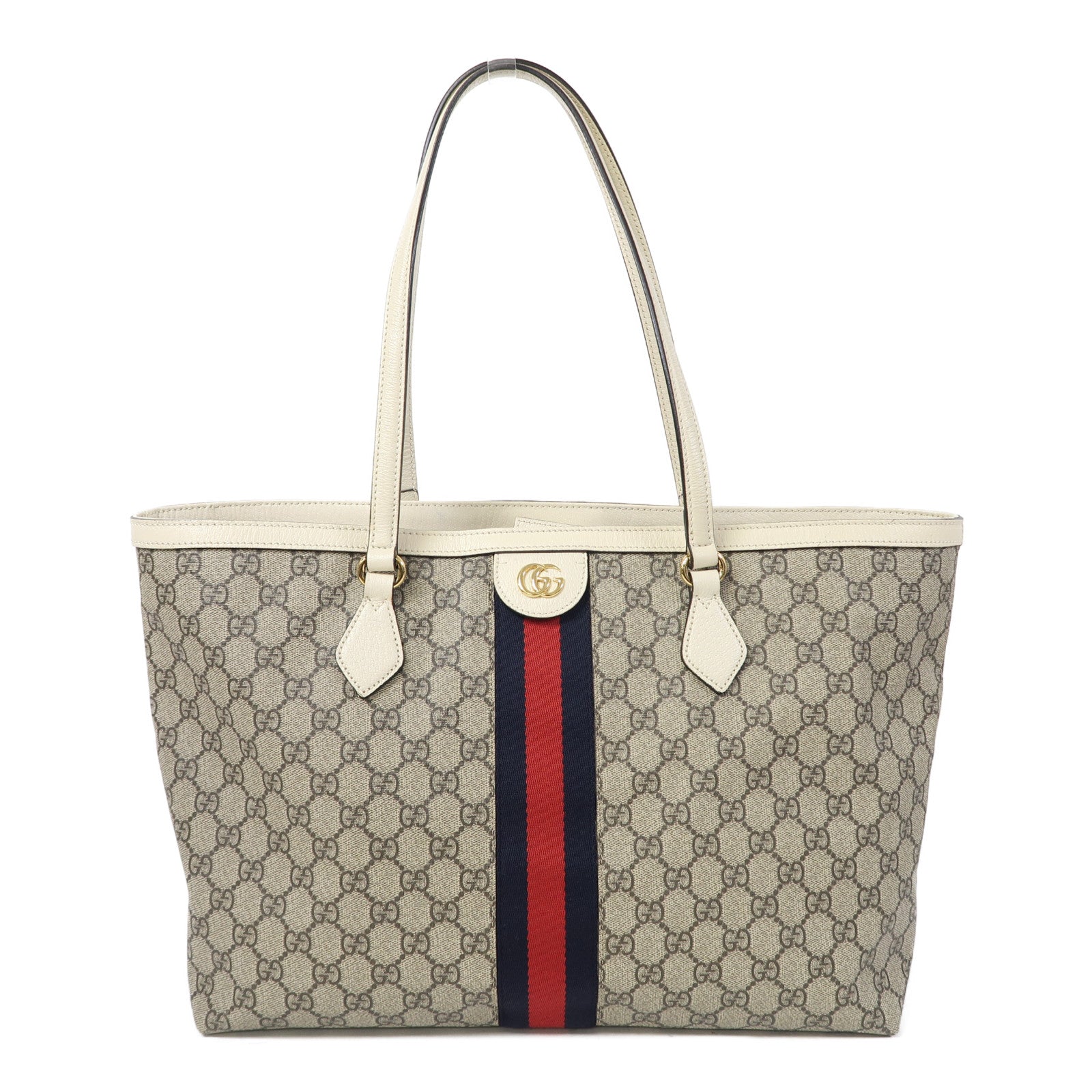 GUCCI 塗層帆布Ophidia金扣肩背袋啡色/白色