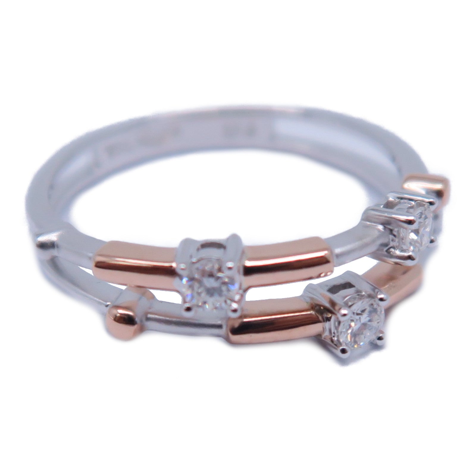 JEWELRY 【激減優惠】18K白金/18K玫瑰金Diamond Ring 0.13ct鑽石戒指US#5.75