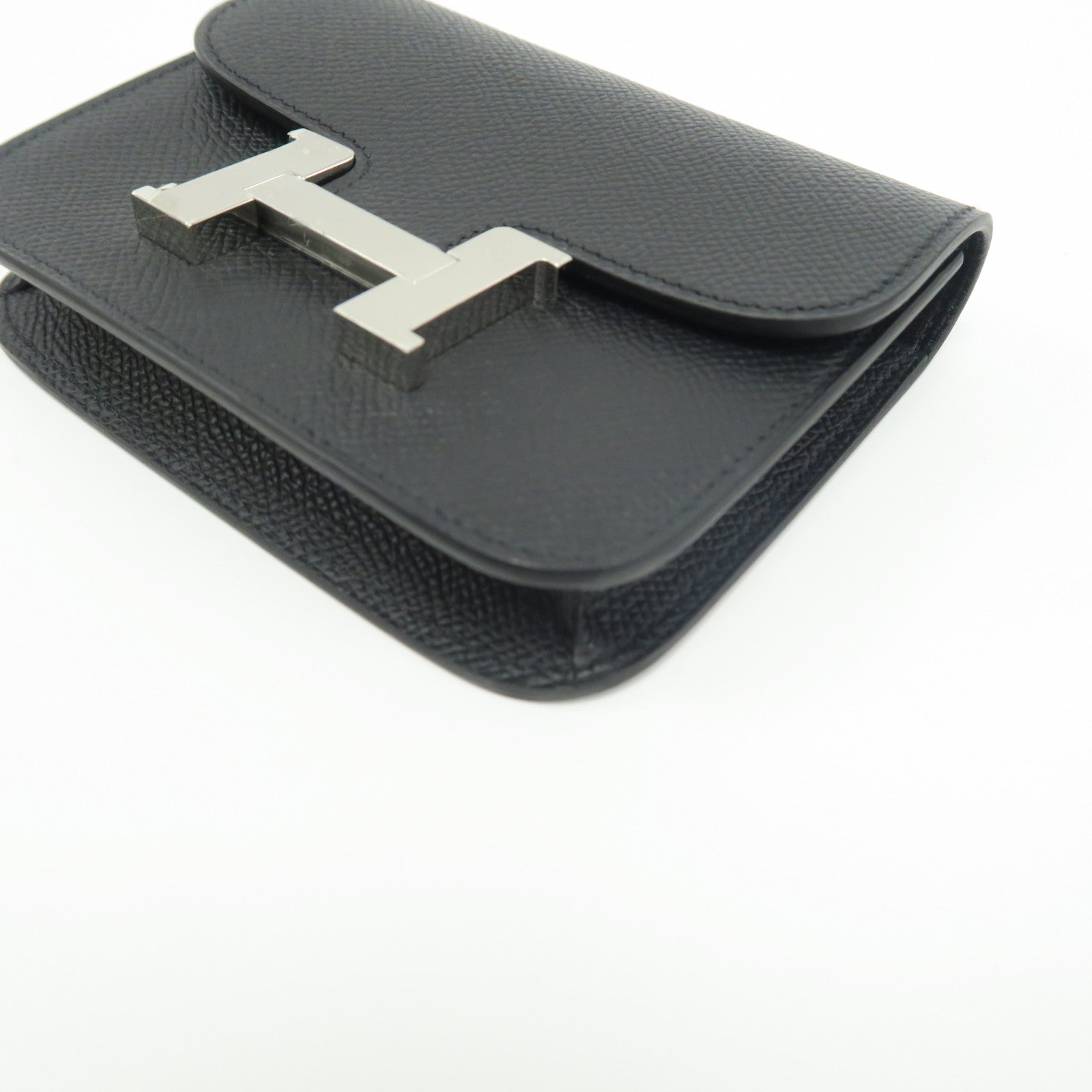 HERMES Veau Epsom皮革Constance Slim銀扣腰包經典黑