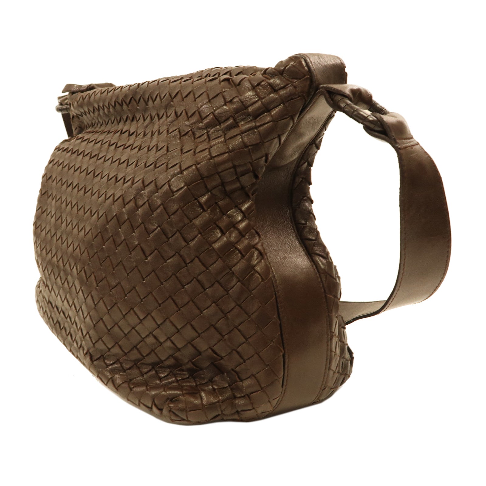 BOTTEGA VENETA 織紋皮革Shoulder Bag金扣肩背袋啡色