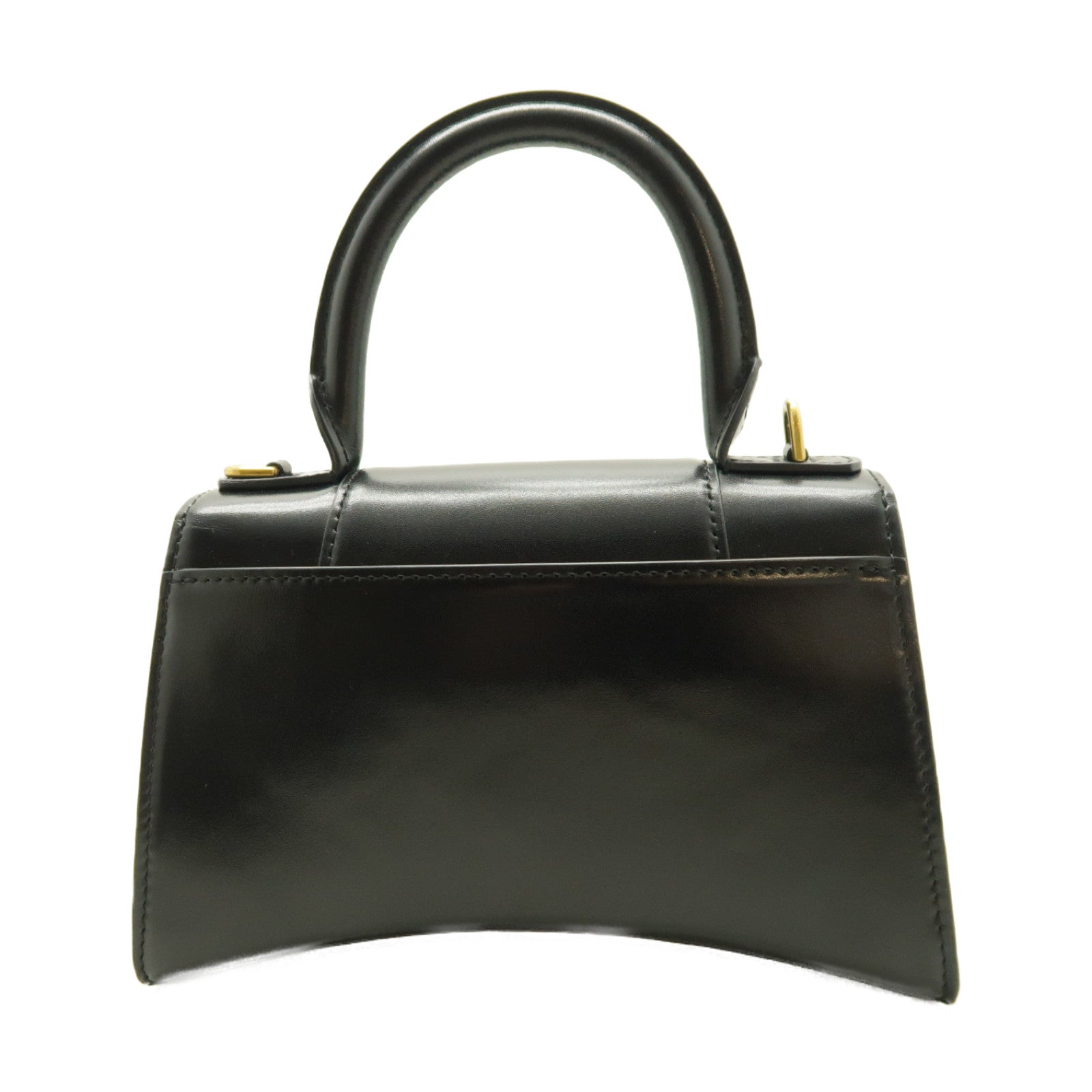 BALENCIAGA 牛皮皮革Hourglass XS金扣手挽肩背兩用袋黑色
