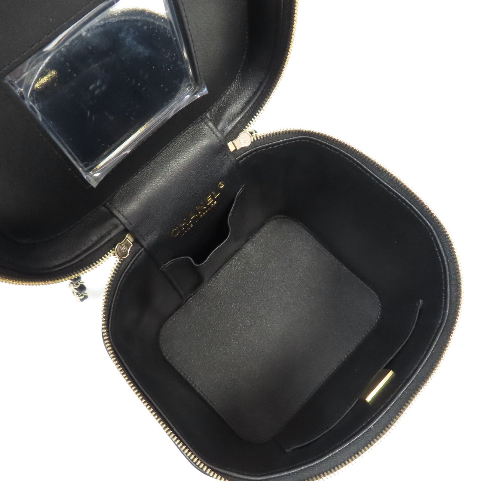 CHANEL 【激減優惠】菱格羊皮皮革Vanity Case銀扣手挽肩背兩用袋黑色