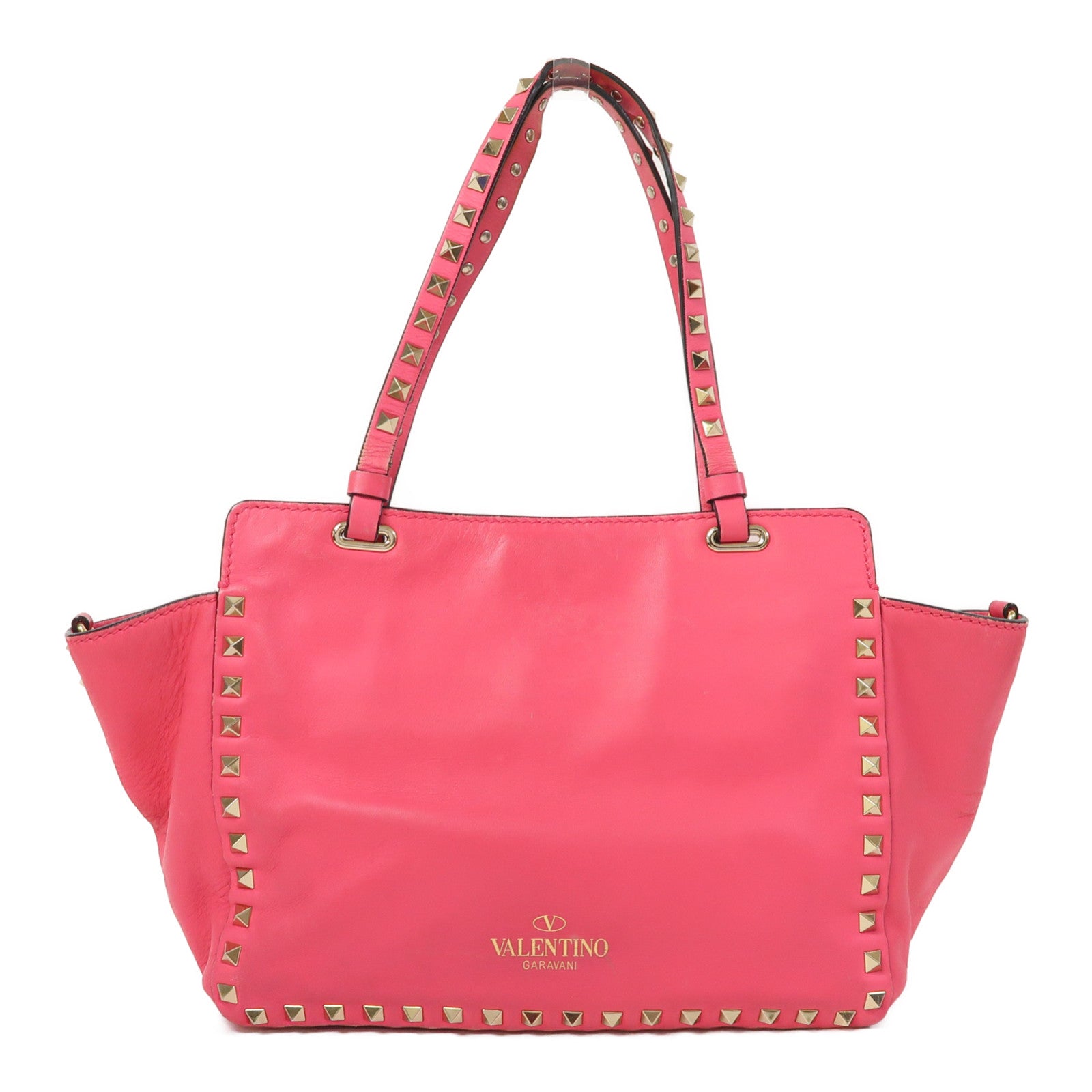 Valentino 牛皮皮革Shoulder Bag金扣手挽肩背兩用袋粉紅色