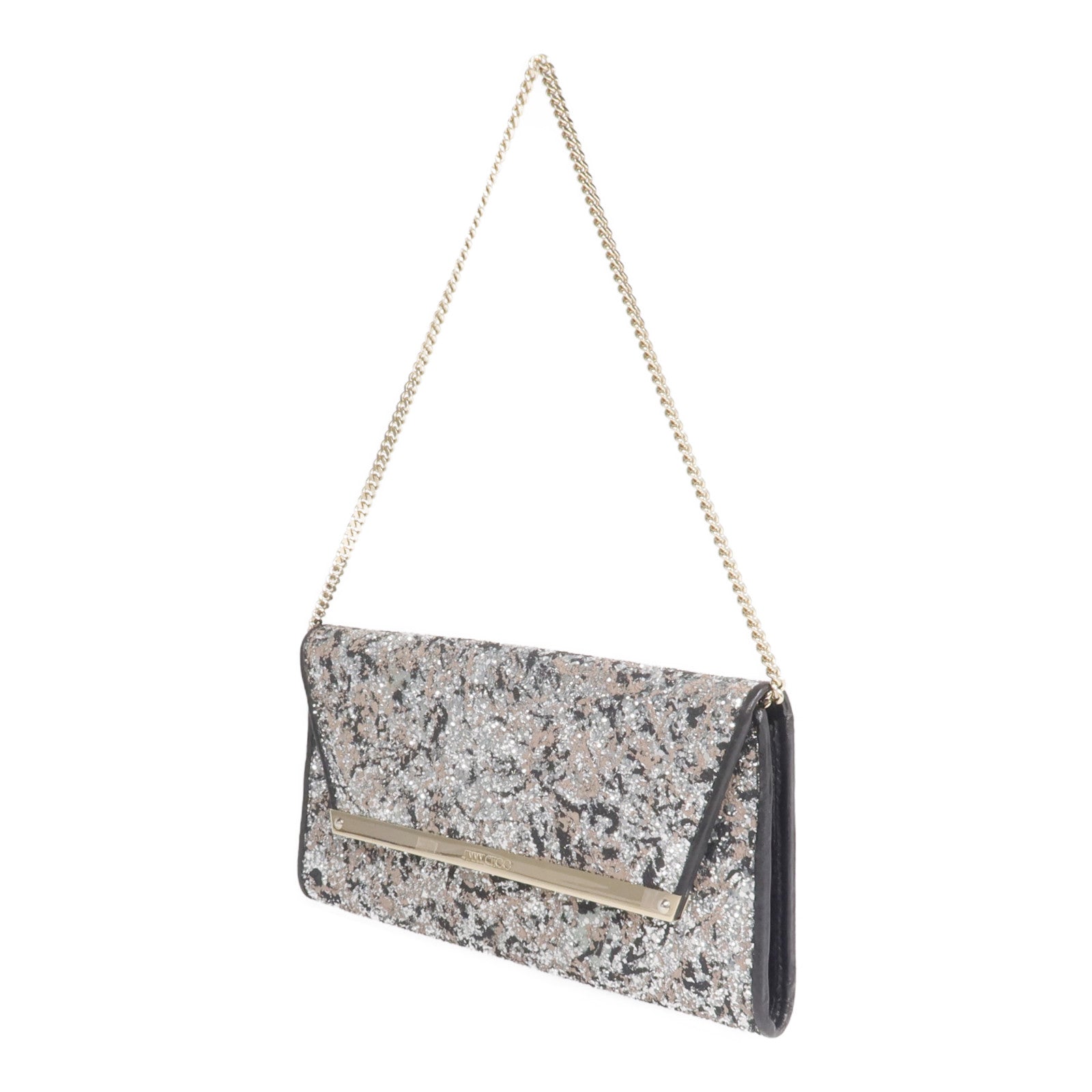 JIMMY CHOO 牛皮皮革Shoulder Bag金扣鏈帶肩背袋